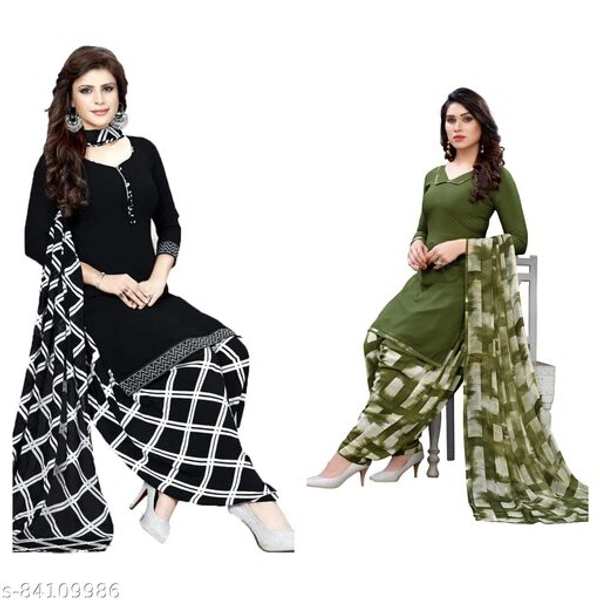 Trendy Printed Dress Material Combo (Pack of 2) - black Green , Un Stitched