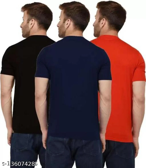 Pack of 3- Plain Mens Polycotton Tshirts-B-NB-RD1002 - Blue Red Black, 5XL 