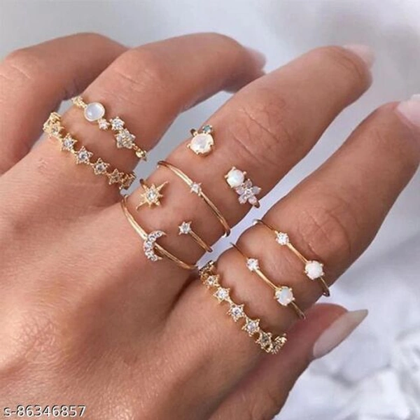 Jewels Galaxy Jewellery for Women Gold Plated Rings Combo - Free Size