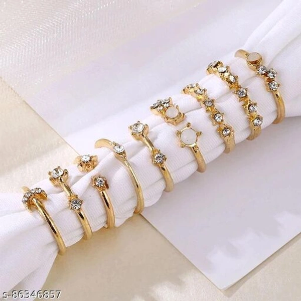 Jewels Galaxy Jewellery for Women Gold Plated Rings Combo - Free Size
