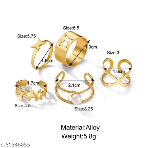 Jewels Galaxy Jewellery for Women Gold Plated Rings Combo - Free Size