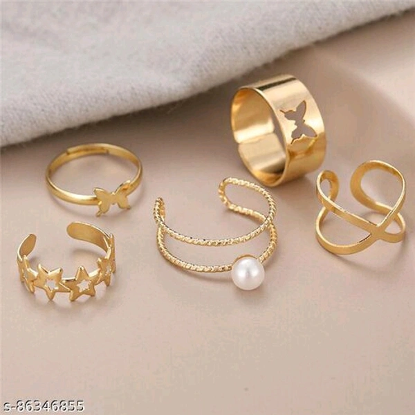 Jewels Galaxy Jewellery for Women Gold Plated Rings Combo - Free Size