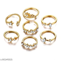 Jewels Galaxy Jewellery For Women Gold Plated Gold-Toned Rings Set of 5 - Free Size