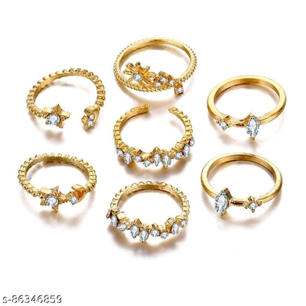 Jewels Galaxy Jewellery For Women Gold Plated Gold-Toned Rings Set of 5 - Free Size