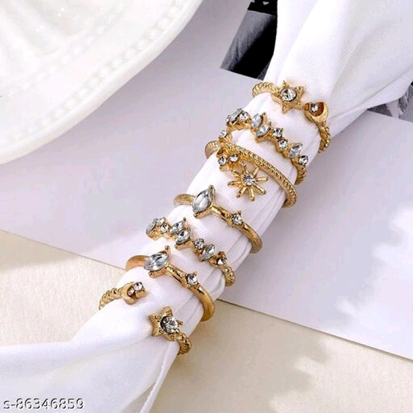 Jewels Galaxy Jewellery For Women Gold Plated Gold-Toned Rings Set of 5 - Free Size
