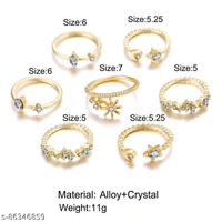 Jewels Galaxy Jewellery For Women Gold Plated Gold-Toned Rings Set of 5 - Free Size