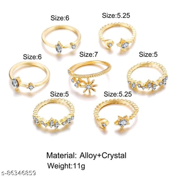Jewels Galaxy Jewellery For Women Gold Plated Gold-Toned Rings Set of 5 - Free Size