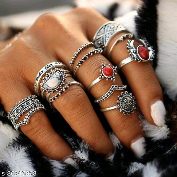 Jewels Galaxy Jewellery For Women Silver Plated Rings Combo - Free Size