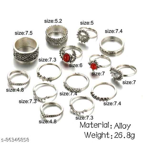 Jewels Galaxy Jewellery For Women Silver Plated Rings Combo - Free Size