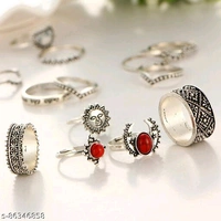 Jewels Galaxy Jewellery For Women Silver Plated Rings Combo - Free Size