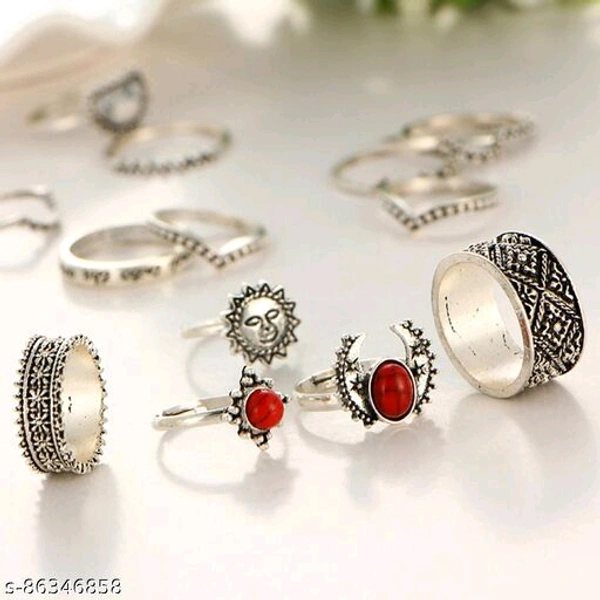 Jewels Galaxy Jewellery For Women Silver Plated Rings Combo - Free Size