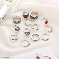 Jewels Galaxy Jewellery For Women Silver Plated Rings Combo - Free Size