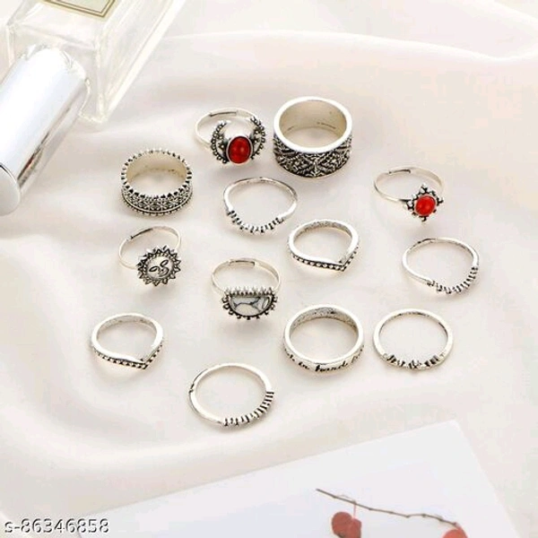 Jewels Galaxy Jewellery For Women Silver Plated Rings Combo - Free Size