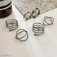 Jewels Galaxy Jewellery For Women Silver Plated Rings Combo - Free Size