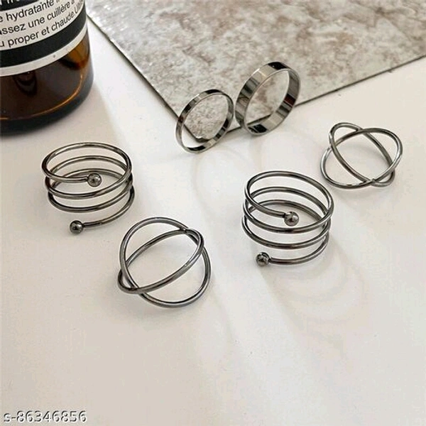 Jewels Galaxy Jewellery For Women Silver Plated Rings Combo - Free Size