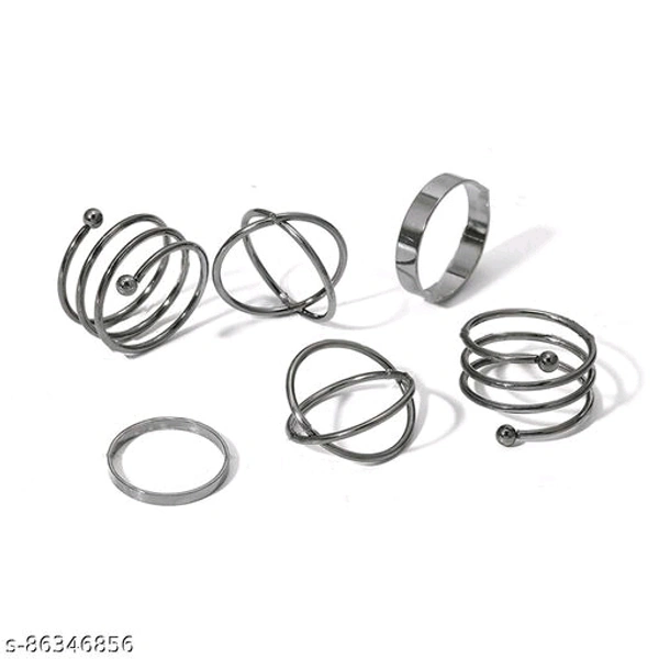 Jewels Galaxy Jewellery For Women Silver Plated Rings Combo - Free Size
