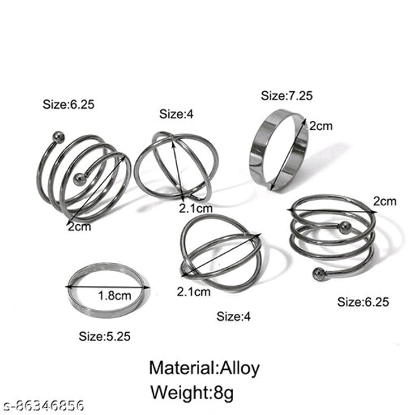 Jewels Galaxy Jewellery For Women Silver Plated Rings Combo - Free Size