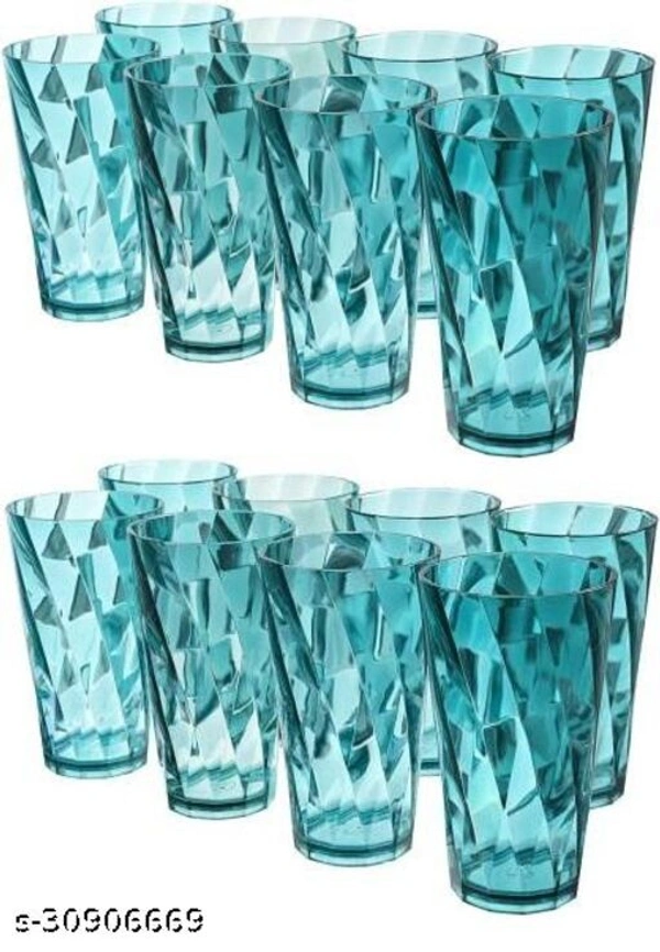 (Pack of 8) TWISTER Shape Unbreakable Plastic Glasses Glass Set  (300 ml, Plastic) || Blue color - Free Size