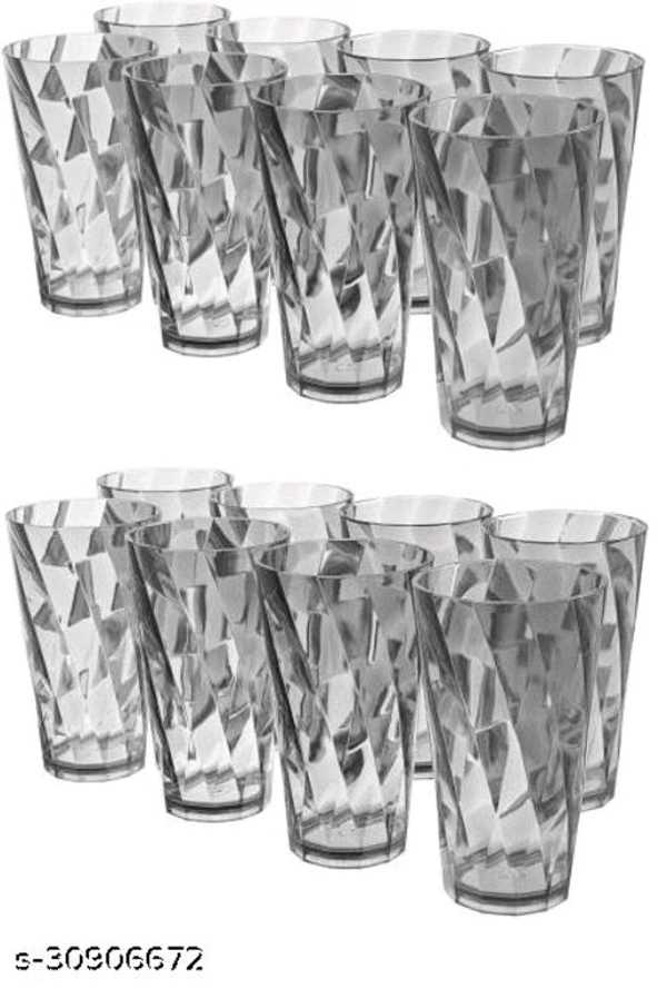 (Pack of 16) TWISTER Shape Unbreakable Plastic Glasses Glass Set  (300 ml, Plastic) || Blue color - Free Size