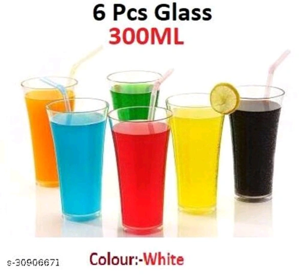 (Pack of 16) TWISTER Shape Unbreakable Plastic Glasses Glass Set  (300 ml, Plastic) || Gray color - Free Size