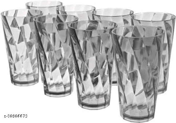(Pack of 6) Premium Quality Poly carbonate stylish Transparent Gass Glass set - Free Size 