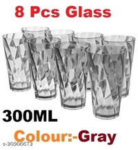 (Pack of 6) Premium Quality Poly carbonate stylish Transparent Gass Glass set - Free Size 