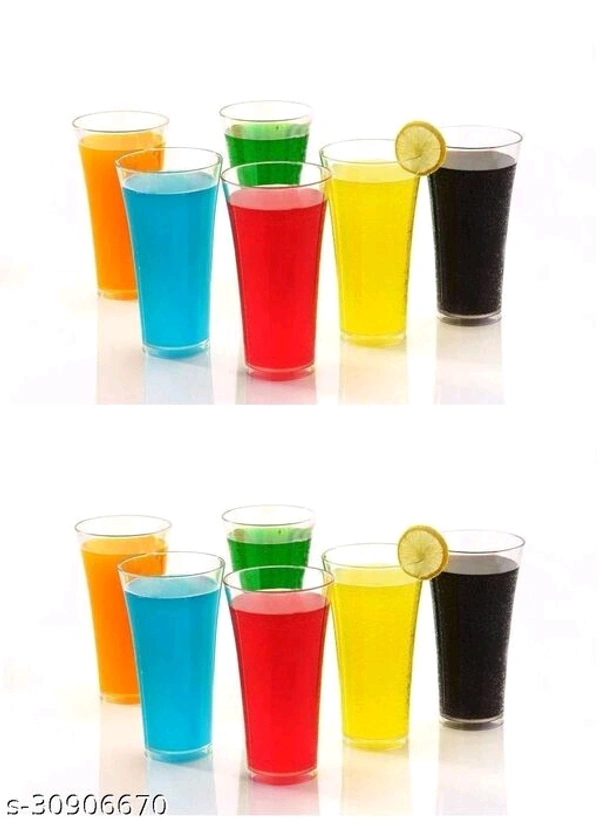 (Pack of 8) TWISTER Shape Unbreakable Plastic Glasses Glass Set  (300 ml, Plastic) || Gray color - Free Size