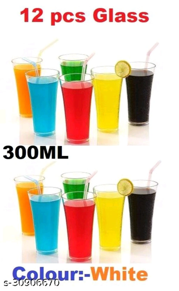 (Pack of 8) TWISTER Shape Unbreakable Plastic Glasses Glass Set  (300 ml, Plastic) || Gray color - Free Size