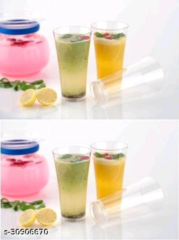 (Pack of 8) TWISTER Shape Unbreakable Plastic Glasses Glass Set  (300 ml, Plastic) || Gray color - Free Size