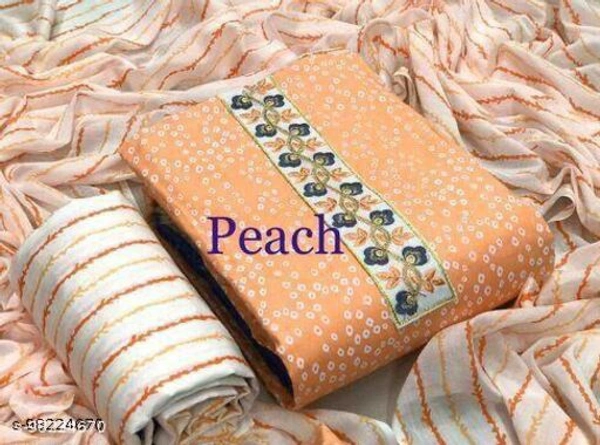 Aagyeyi Pretty Salwar Suits & Dress Materials - Peach, Un Stitched