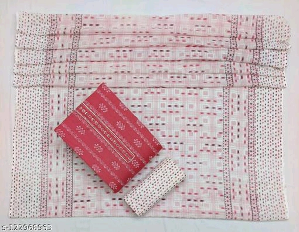 Unstitched Cambric Cotton Salwar Suit Material Printed - Red, Un Stitched