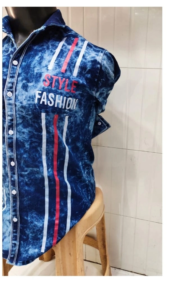 Name : Cargo Denim Shirt For Men - L