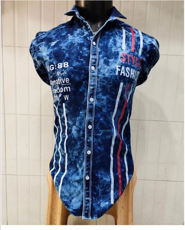 Name : Cargo Denim Shirt For Men - L