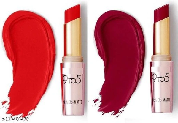 9to5 red & maroon matte + waterproof lipstick (pack of 2) - Free Size