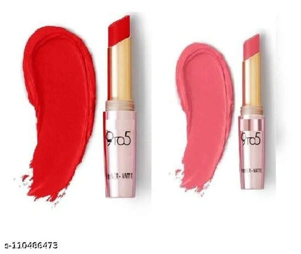 9to5 red & light pink matte + waterproof lipstick (pack of 2) - Free Size