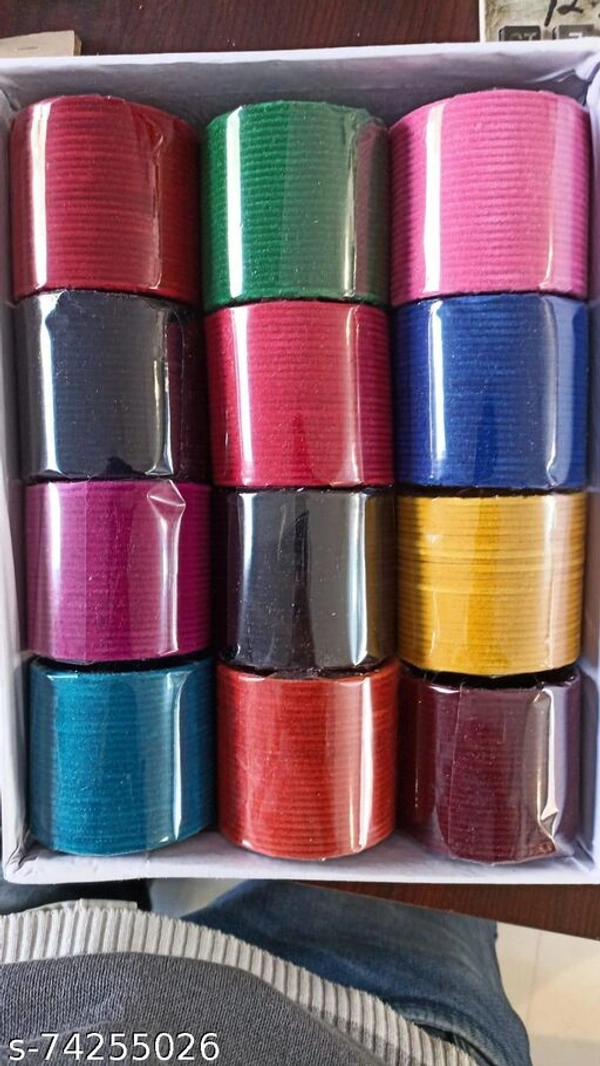 Multicolor metal velvet bangles combo of 24 dozen - Multicolor, 2.6