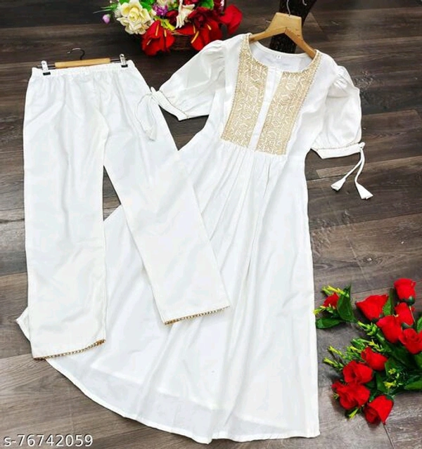 kurti with pants cotton - Whait, M
