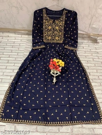 NAVY BLUE KURTI WITH PENT - M