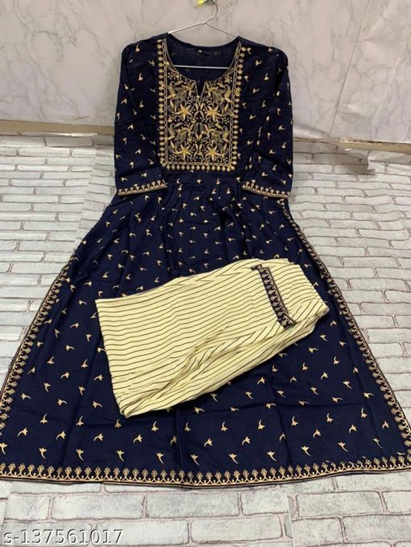 NAVY BLUE KURTI WITH PENT - L