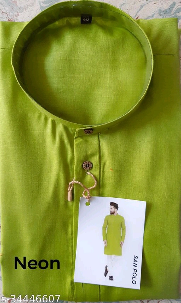 Ethnic Men Kurtas - Green Yellow, L
