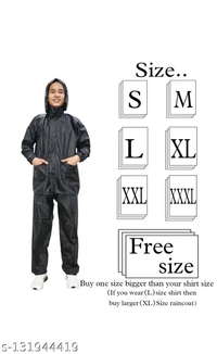 Js trader's Men's Stylish Rainsuit/Rainwear/Raincoat/Barsaticoat 100% Waterproof Along With Hood and Side Pocket With Storage Bag(Black Colour)&(Nevy Blue Colour) - Black, Free Size