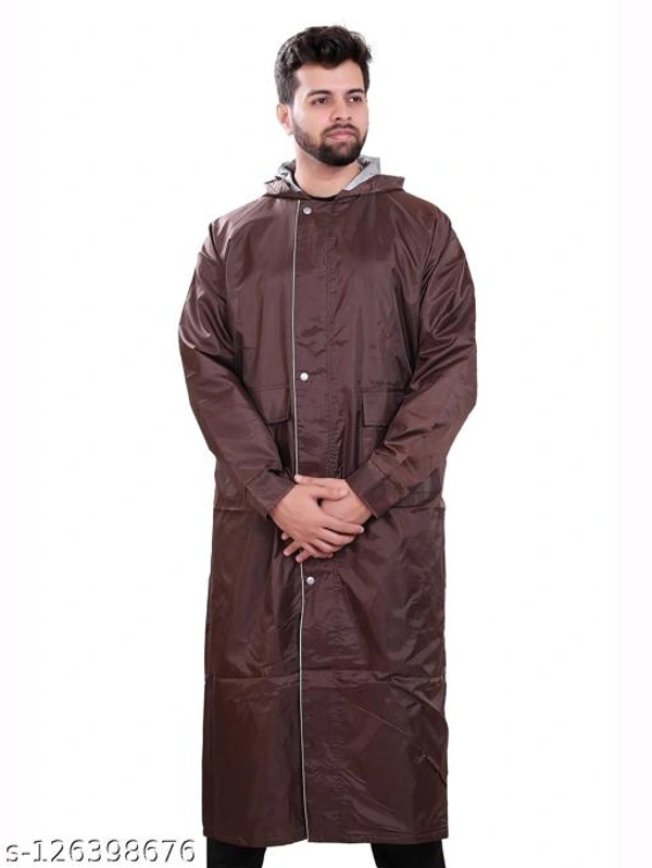 Click One Casual Raincoat For Men's - Brown, Free Size