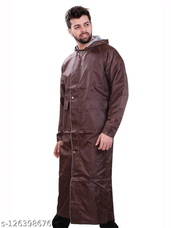 Click One Casual Raincoat For Men's - Brown, Free Size