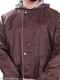 Click One Casual Raincoat For Men's - Brown, Free Size
