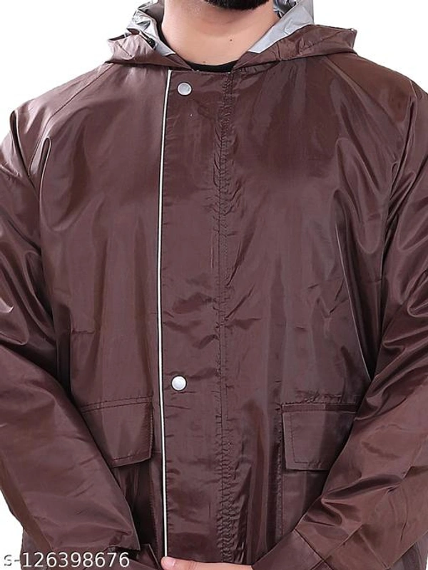 Click One Casual Raincoat For Men's - Brown, Free Size