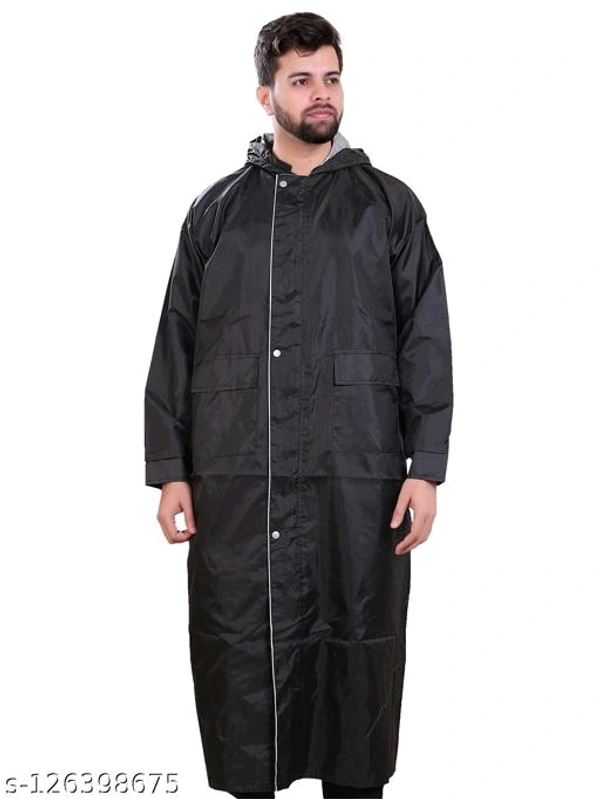 Click One Casual Raincoat For Men's - Black, Free Size
