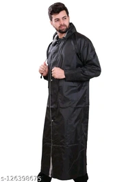 Click One Casual Raincoat For Men's - Black, Free Size
