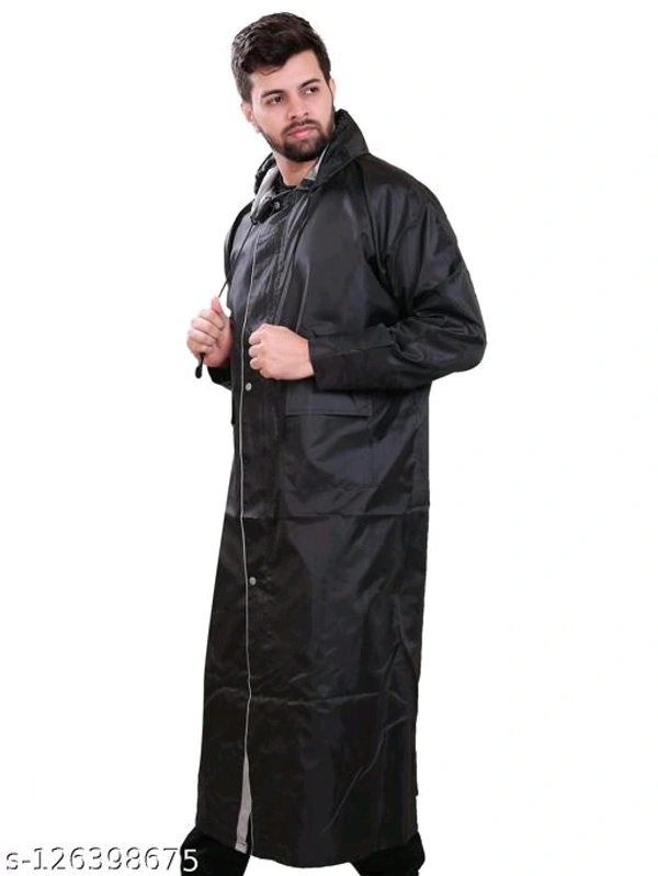 Click One Casual Raincoat For Men's - Black, Free Size