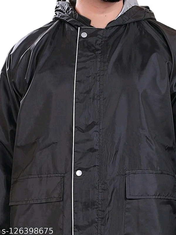 Click One Casual Raincoat For Men's - Black, Free Size