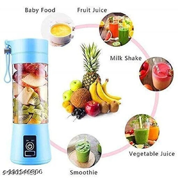 Mini Blender Fruit Mixer Machine Portable Electric Juicer grinder Cup 380ML Personal Blender Smoothie Maker USB Rechargeable Fruit Juice Extractor and Mixer for Home Office Outdoor - Free Size, Sky Blue